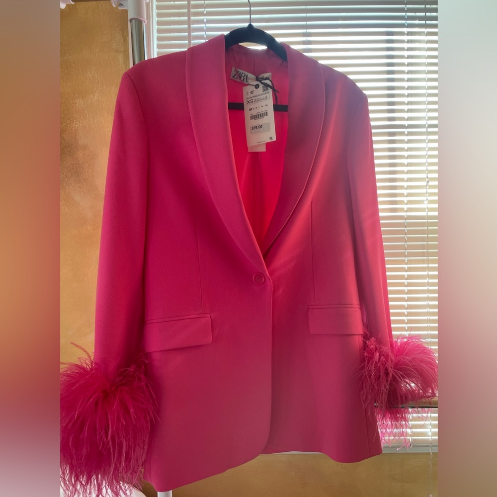 PINK FEATHER ZARA BLAZER